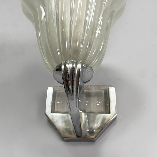 Italian Art Deco Wall Lamps in Glass and Metal, 1930s, Set of 2 For Sale - Image 11 of 17