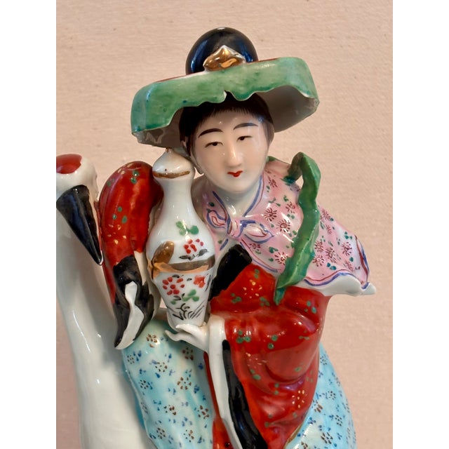 17th Century Pair Antique Famille Rose Immortal Statues Qing Dynasty Shou Xing Magu For Sale - Image 5 of 8