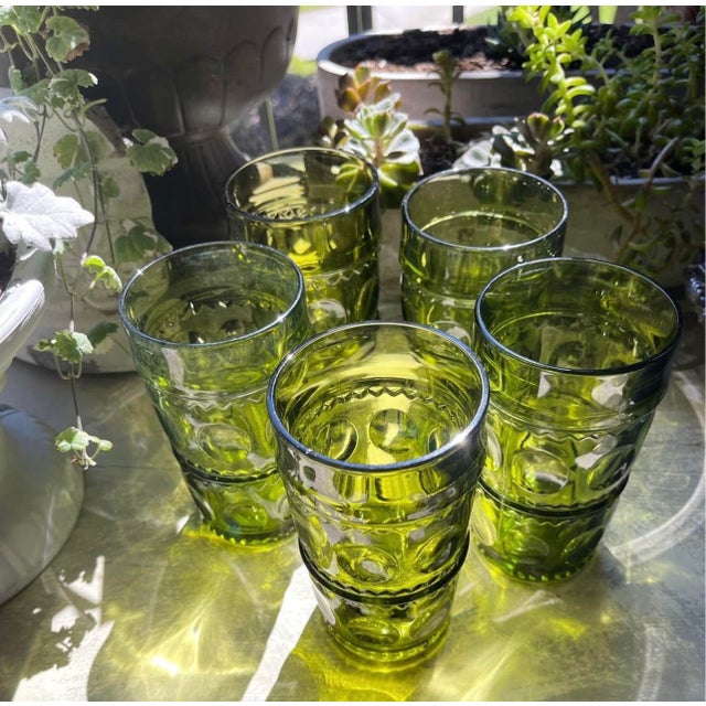 MCM Vintage Pressed Glass Thumbprint Tumbler Retro For Sale In Sacramento - Image 6 of 12