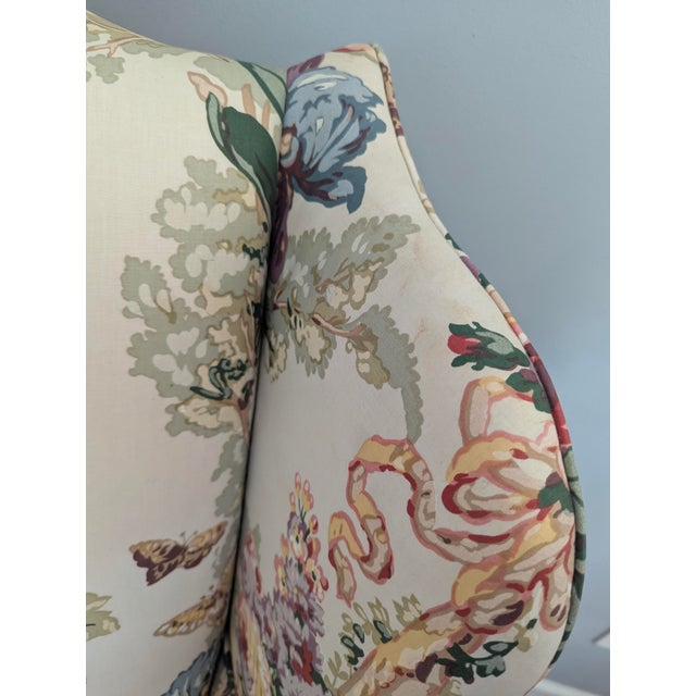 Vintage Grandmillenial Chintz English Rose Wingback Chair For Sale - Image 10 of 16