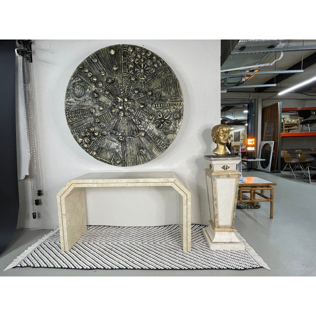 Tall Neo-Deco Tessellated Stone Pedestal, Attributed to Maitland-Smith For Sale - Image 13 of 13