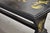 Wood Vintage Chinoiserie Oriental Black Lacquer Gold Gilt Trestle Bench Coffee Table For Sale - Image 7 of 12