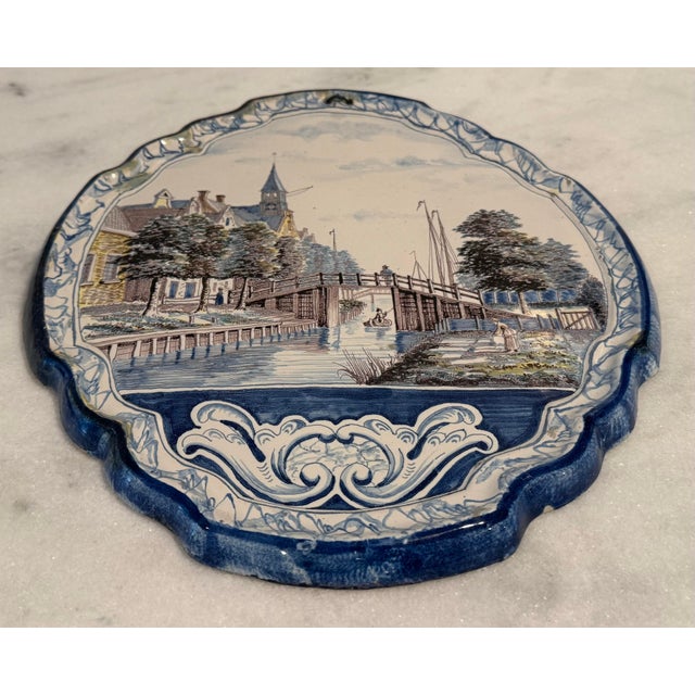 Ceramic Antique Delft Wall Plaque For Sale - Image 7 of 12