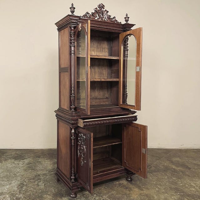 Wood 19th Century French Napoleon III Period Neoclassical Mahogany Bookcase ~ Bibliotheque For Sale - Image 7 of 18