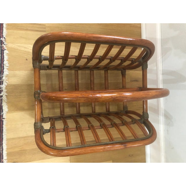 Mid-Century Modern Vintage Rattan Magazine Rack For Sale - Image 3 of 6