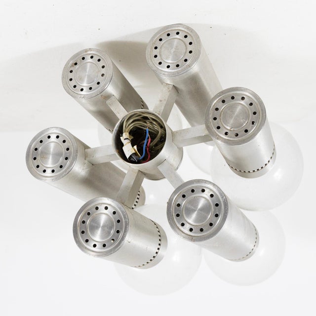 6-Light Chandelier in Metal and Glass, Italy, 1970s For Sale - Image 3 of 9