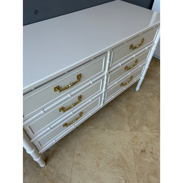 1970s 1970s Henry Link Bali Hai White Gloss Lowboy Dresser For Sale - Image 5 of 9
