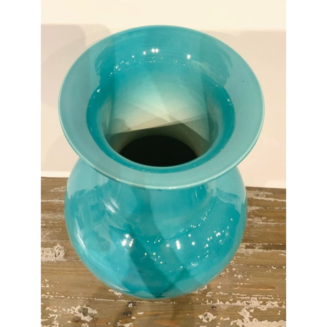 Modern Peacock Green Glaze Fishtail Vases - a Pair For Sale - Image 4 of 5