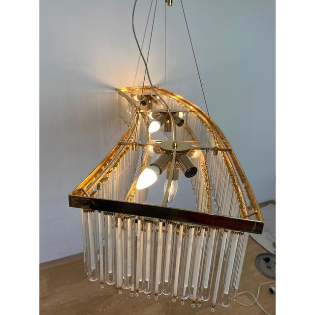 Austrian Glass and Brass Chandelier, 1980s For Sale - Image 14 of 15