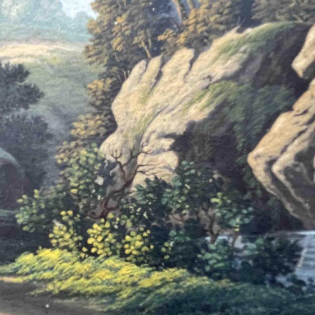 A pair of 19th-century watercolor landscapes depicting bucolic, idealized landscapes of Italian origin. The style strongly...