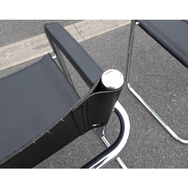 Vintage Italian B34 Leather Chrome Slide Chairs by Mart Stam, 1990s, Set of 2 For Sale - Image 18 of 18