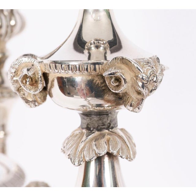 Antique Large Silver Plated Four Light Candelabra, Set of 2 For Sale - Image 10 of 18