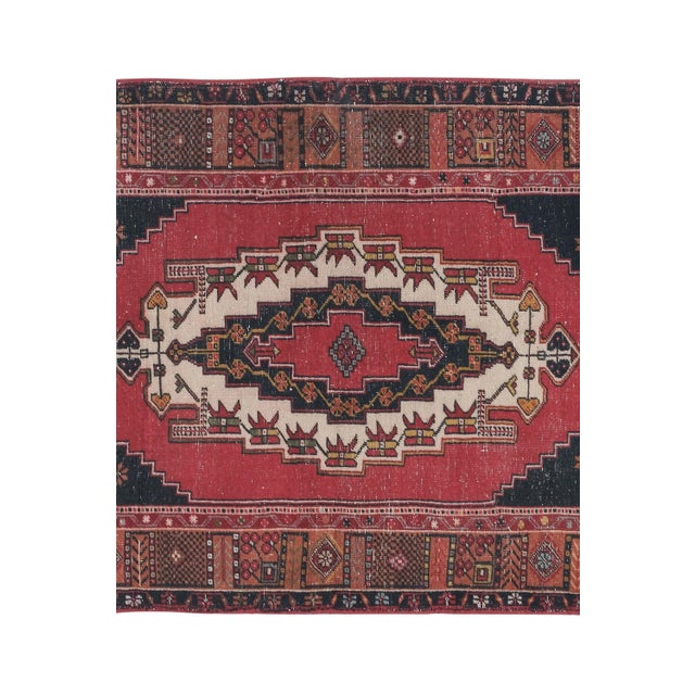 Mid-Century Modern 1970s Vintage Oushak Anatolian Red Rug 4'7" X 7'10" For Sale - Image 3 of 13