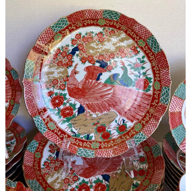 Set of 46 Arita Imari Peacock Scalloped Dinnerware Made in Japan For Sale In Los Angeles - Image 6 of 12