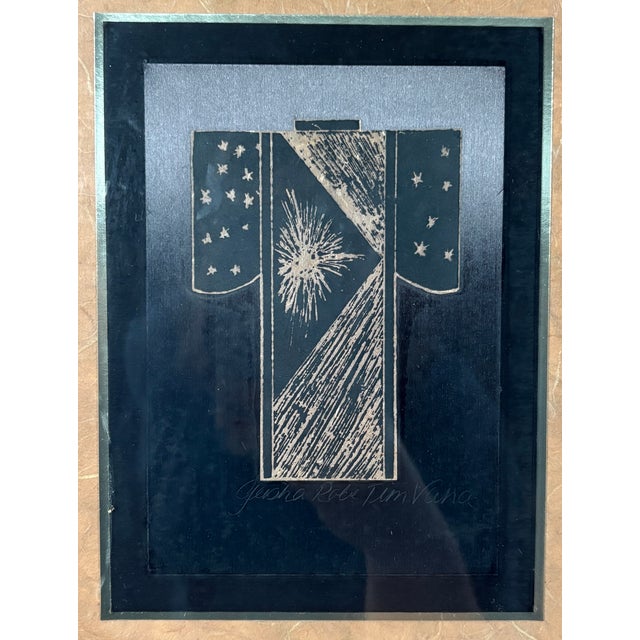 Black 1960s Tim Vana Geisha Robes Japanese Kimono Art by Kinder-Harris – Set of 4 For Sale - Image 8 of 18