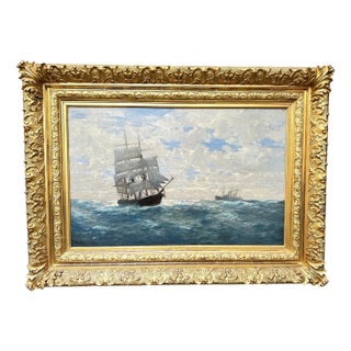 Erwin Günther, Large Marine Painting in Baroque Frame For Sale