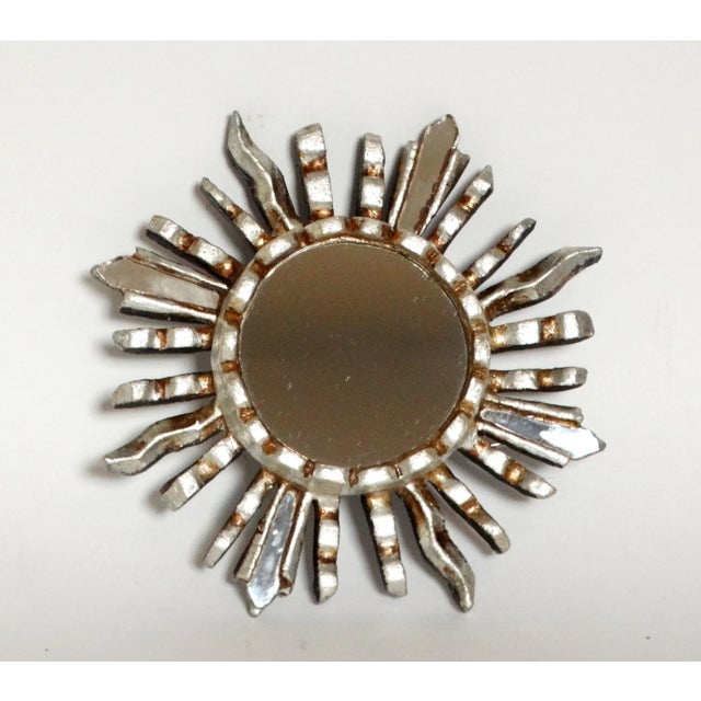 Hollywood Regency Silver Gilt Carved Sunburst Mirror For Sale - Image 6 of 10