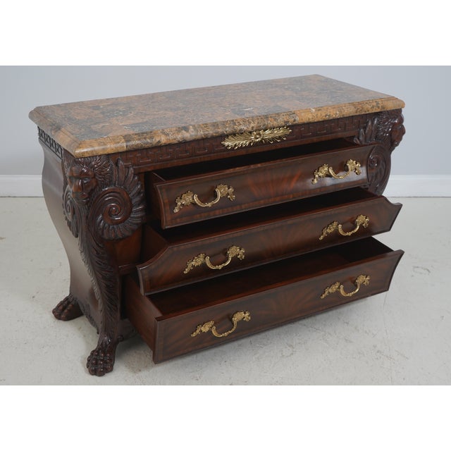 Traditional Maitland-Smith French Empire Style Marble Top Mahogany Chest For Sale - Image 3 of 18