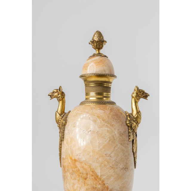 Late 19th Century Pair of 19th C. Russian Gilt Bronze & Quartz Urns For Sale - Image 5 of 8