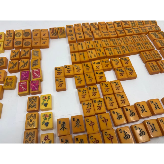 Vintage Bakelite Butterscotch Mahjong Tiles- A Set of 158 Pieces For Sale - Image 11 of 12