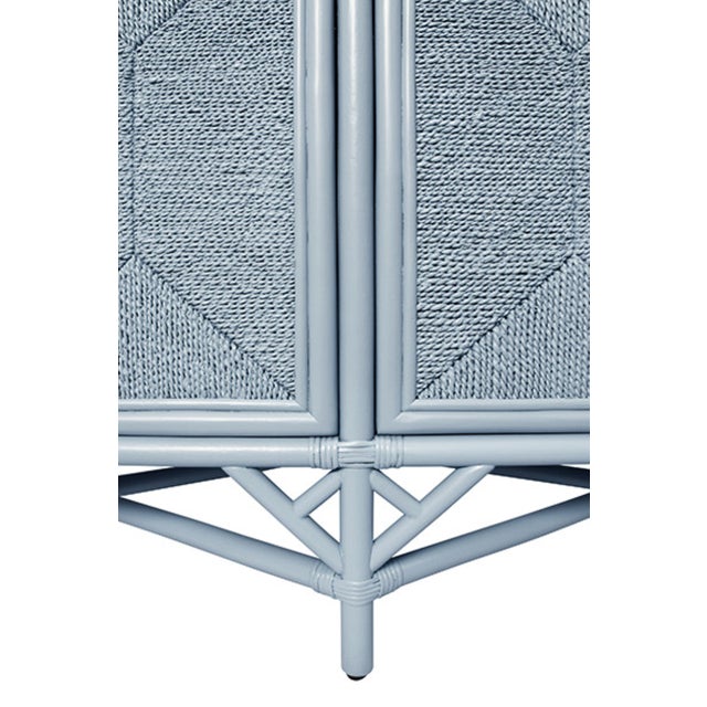 Blue Matthew Izzo Home Eleanor Light Blue Four Door Rattan and Rope Credenza For Sale - Image 8 of 9