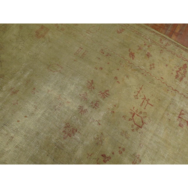 Late 19th Century Antique Zabihi Collection Turkish Oushak Worn Rug For Sale - Image 10 of 11