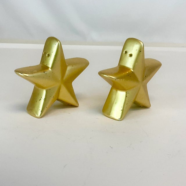 1980s Postmodern Hollywood Regency Boho Chic Star Salt and Pepper Shakers - A Pair For Sale - Image 4 of 7
