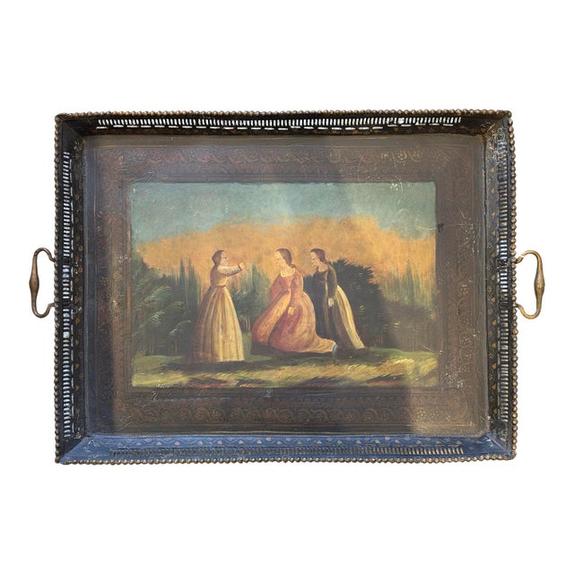 Late 19th Century Antique Metal Tray For Sale