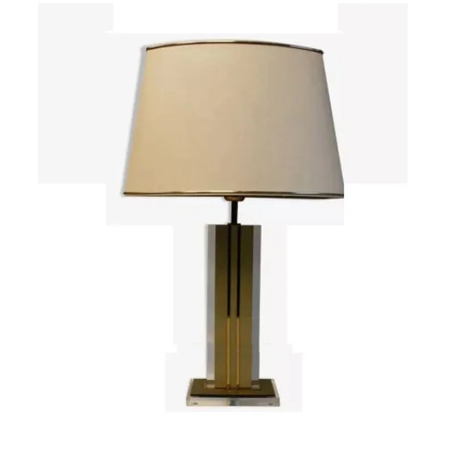 Hollywood Regency Style Acrylic Glass and Brass Table Lamp For Sale - Image 12 of 12