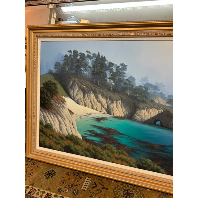 Early 21st Century David Dalton Monterey Bay Cove Oil Painting, Signed For Sale - Image 5 of 12