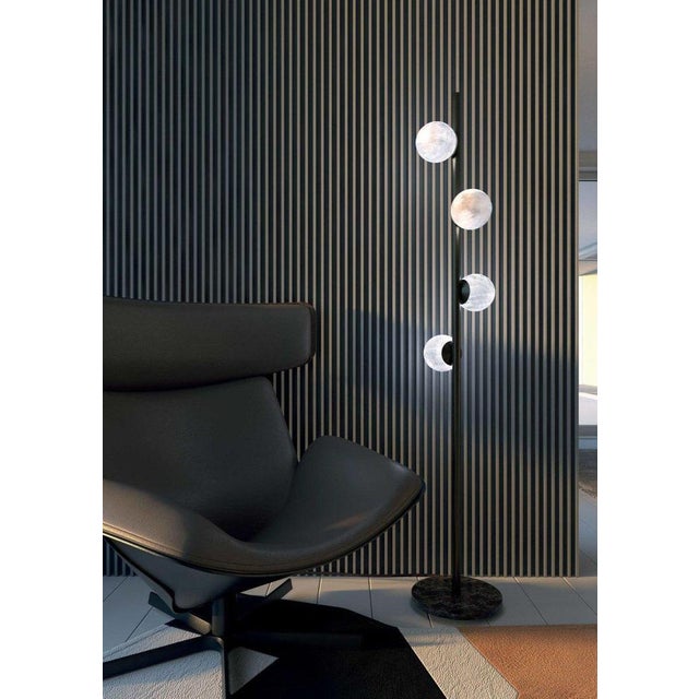 Ofione Shiny Black Metal Floor Lamp by Alabastro Italiano For Sale - Image 6 of 7