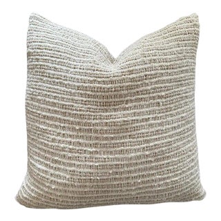 Wool and Linen Accent Pillow With Down Feather Insert For Sale