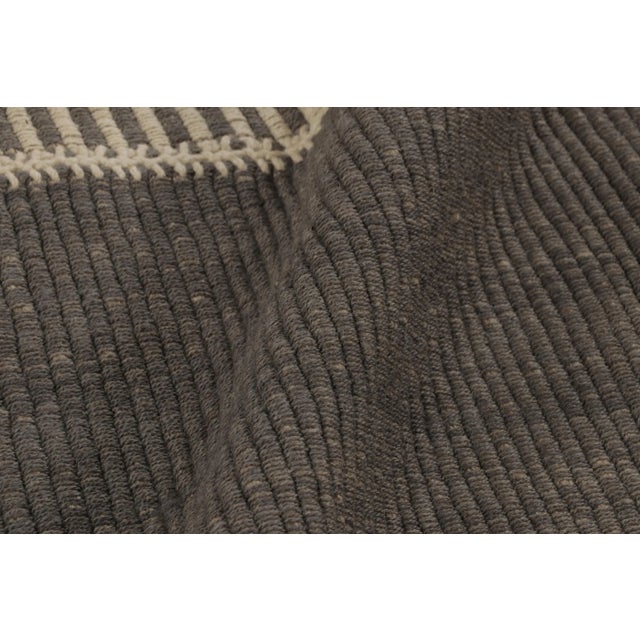 Textile Rug & Kilim's Accent Kilim, Beige-Gray Textural Stripes With Yellow Accents For Sale - Image 7 of 8