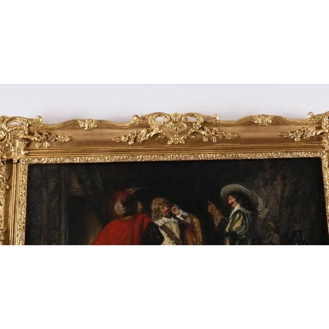 Frank Moss Bennett, Three Cavaliers, 1929, Antique Oil on Panel, Framed For Sale - Image 10 of 15