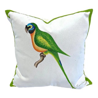 Vintage Handpainted Parrot Pillow For Sale