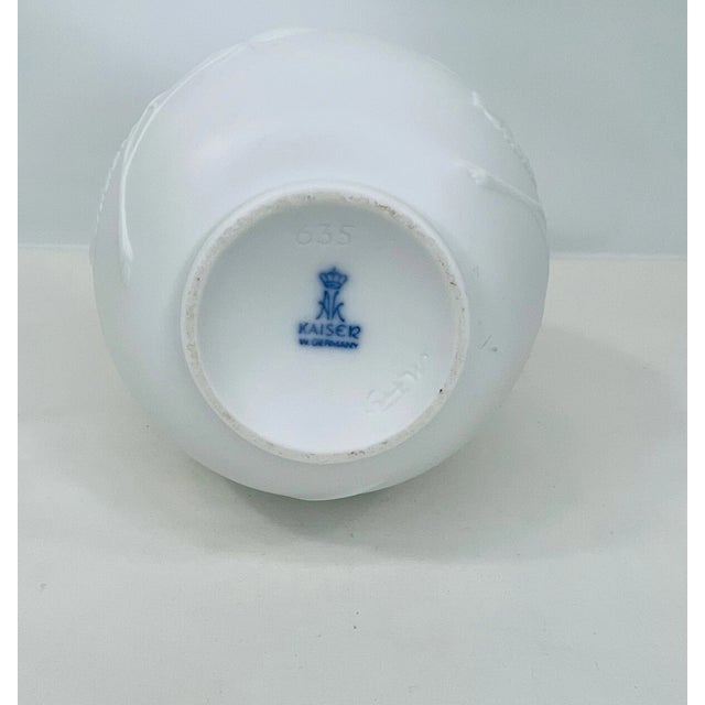 Ceramic Vintage Kaiser West Germany White Porcelain Rose Vase For Sale - Image 7 of 7