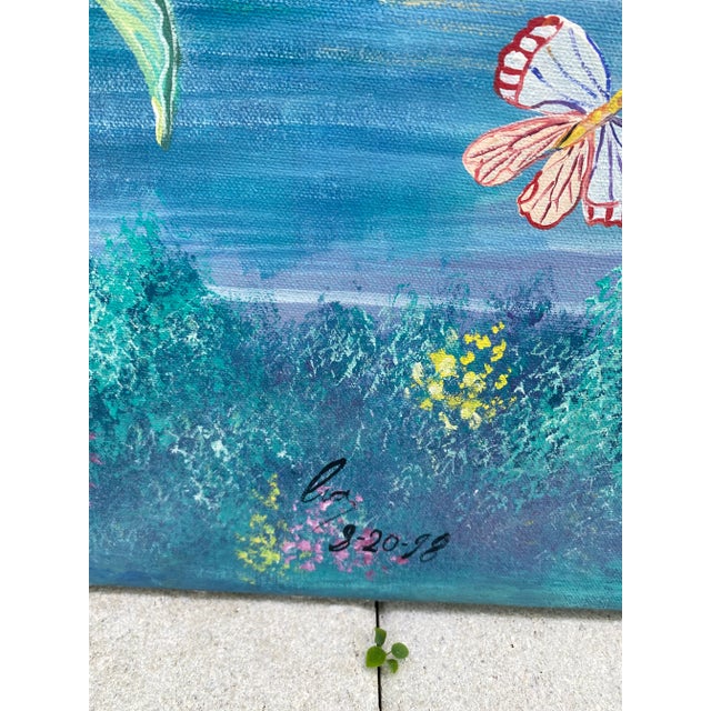 Paint 1990s Contemporary Botanical Themed Oil Painting For Sale - Image 7 of 13