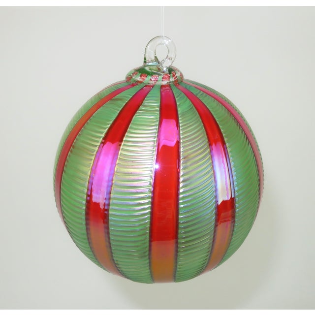 Mid-Century Modern Glass Eye Studio Art Glass Christmas Holiday Ornaments, Set of 3 For Sale - Image 3 of 10