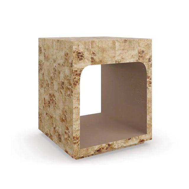 Crafted from exotic mappa burl veneers, intricately pieced to showcase its highly figured, swirling grain and interplay of...