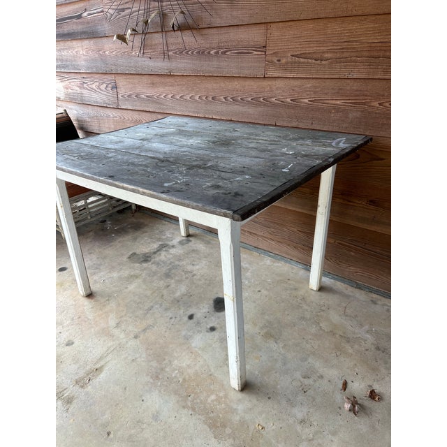 Wood 1960s Rustic Square Farm Table or Island, Vintage, Wooden For Sale - Image 7 of 12