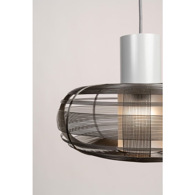 Contemporary Galvanized Iron Wire Pendant, Grey Violet - Tubby by Schema for Oggetti For Sale - Image 3 of 5