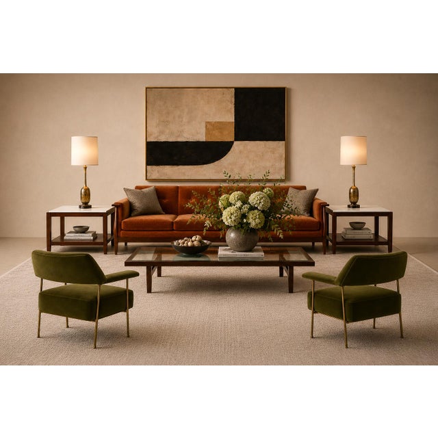 An exceptionally rare and architecturally refined pair of Brazilian modern armchairs designed by Joaquim Tenreiro in the...