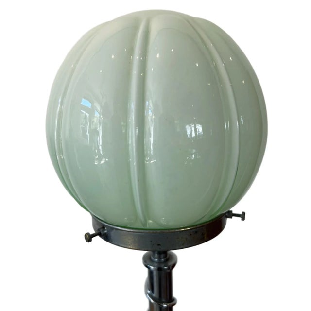 Art Deco Table Lamp with a Light Celadon Opaque Glass Shade, 1930s For Sale - Image 3 of 6