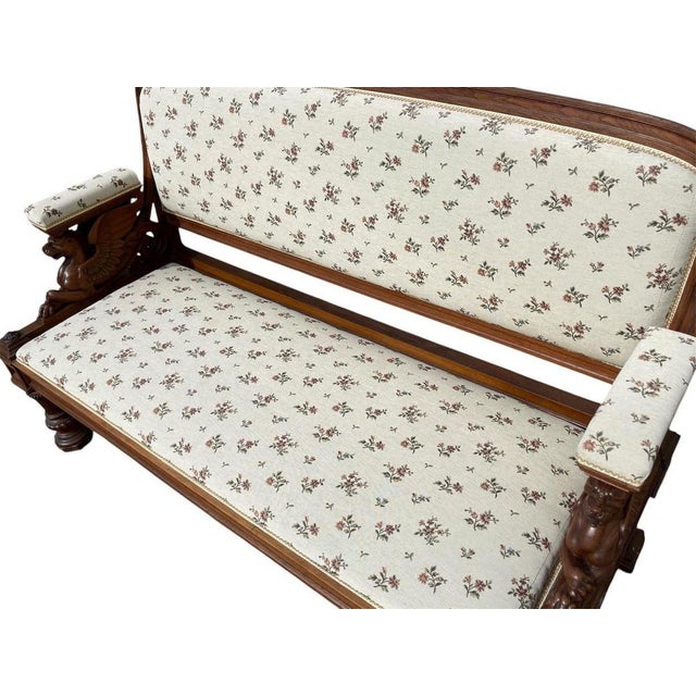 Renaissance Style Living Room Set in Walnut, Set of 7 For Sale - Image 5 of 13