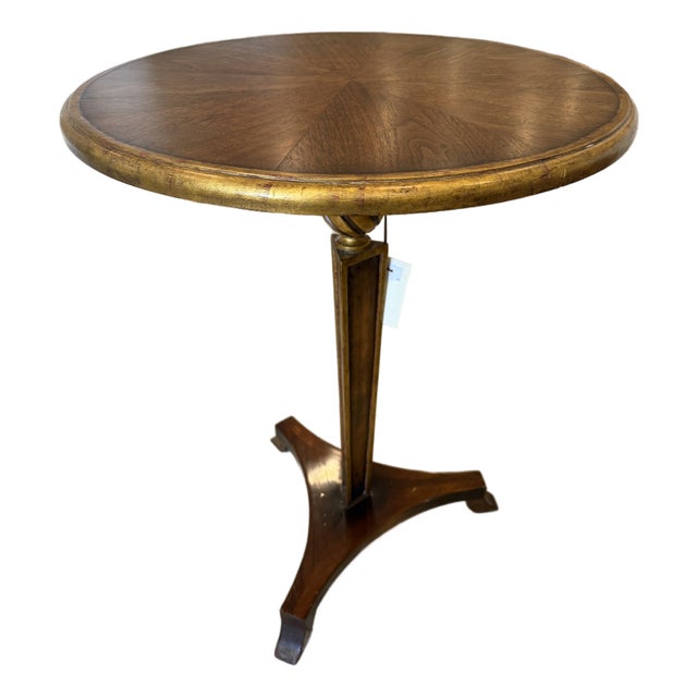 Mid 20th Century Mahogany and Gilt Round Accent Table For Sale