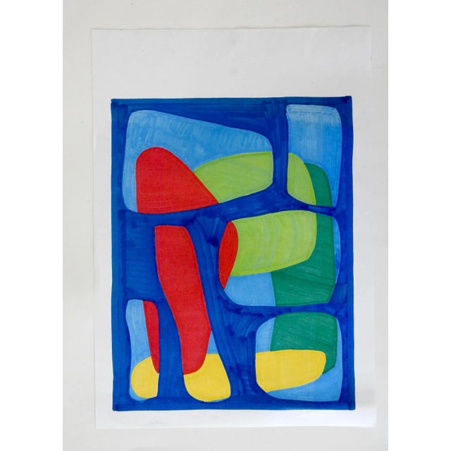 Contemporary abstract print by David Grinnell (21st century) Texas. In yellow, blue, blue, green and red. Unsigned, from...