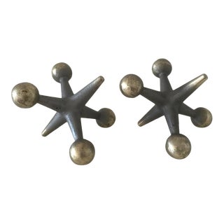 Mid-Century Cast Iron Jack Bookends in Bill Curry/George Nelson Style - a Pair For Sale