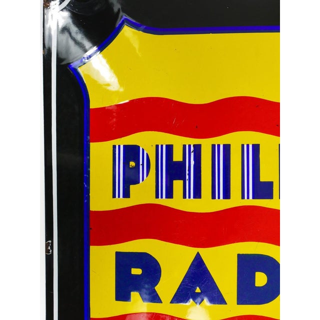 Enamel Philips Radio Advertising Sign, 1930s For Sale - Image 9 of 18