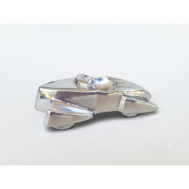 Vintage 1930s Art Deco Streamline Cast Aluminum Roadster Car Ashtray Desk Sculpture For Sale - Image 4 of 7