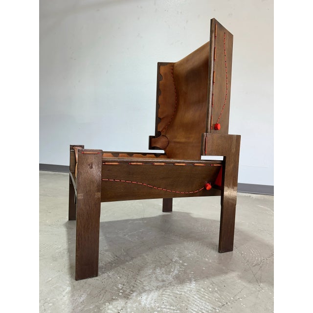 Wood Mid Century Modern South American Plywood and Leather Shelter Chair For Sale - Image 7 of 12